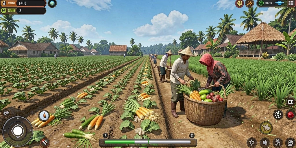 Tangkapan layar menunjukkan karakter utama menjelajahi level yang penuh warna.